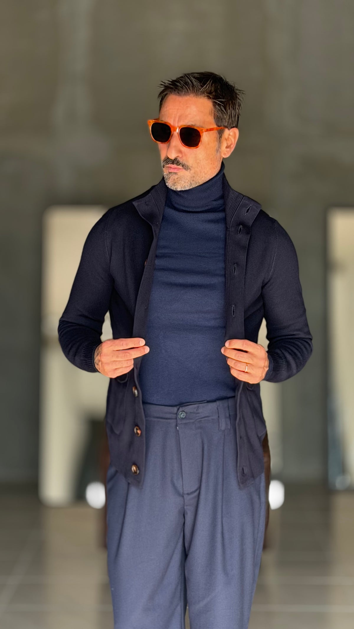 PANTALONE BLU  BL11 FONDO PALAZZO EFFETTO FLANELLA TESSUTO VISCOSA E MISTI. 167 (ABBINABILE ALLA GIACCA BLU  167)