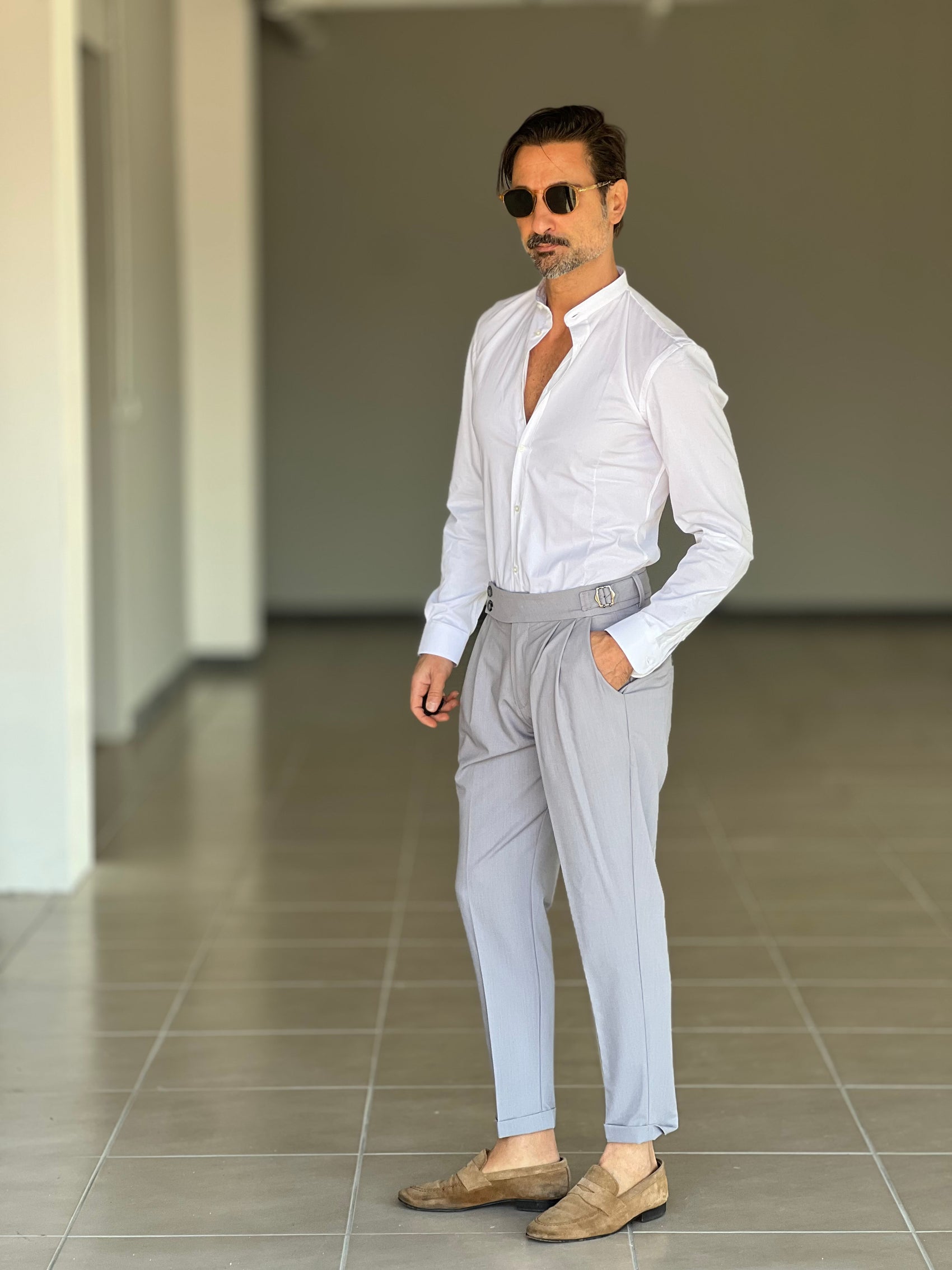 PANTALONE GRIGIO VITA ALTA PINCES VISCOSA( CODICE 30)