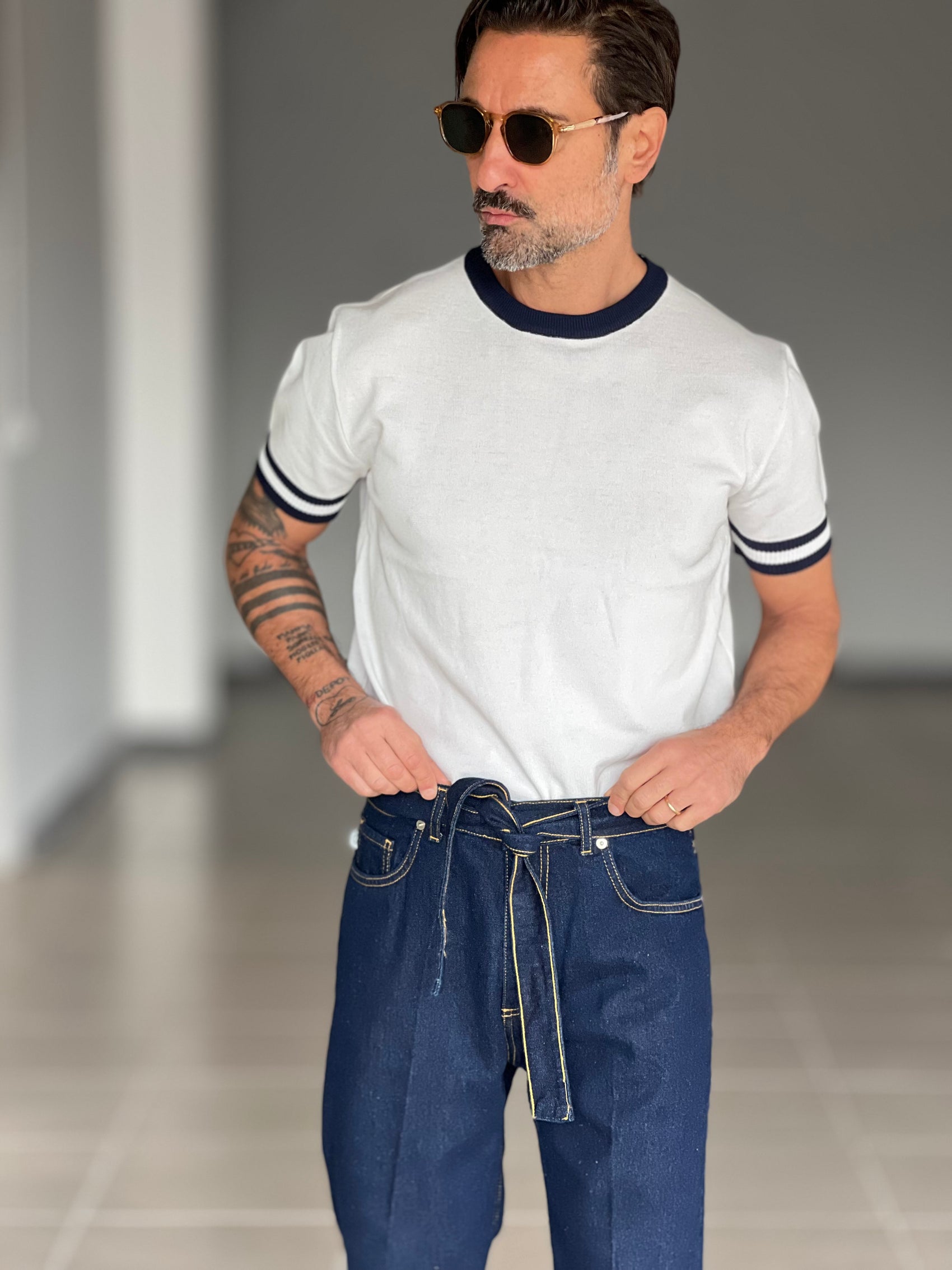 JEANS LAVAGGIO ZERO BLU SCURO INSERTO CINTURA