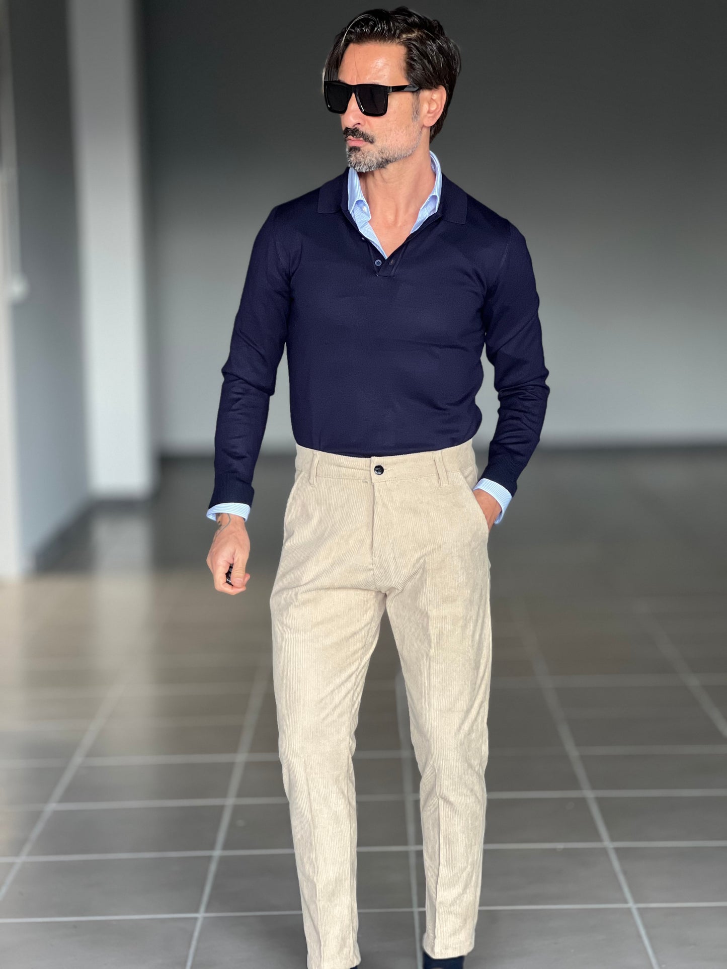 PANTALONE CREMA VELLUTO MILLERIGHE GAMBA DRITTA TASCA AMERICA