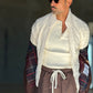 WHITE VISCOSE TROUSERS WITH REGULAR BOTTOM