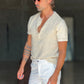 T SHIRT SERAFINO CREMA  MISTO LINO