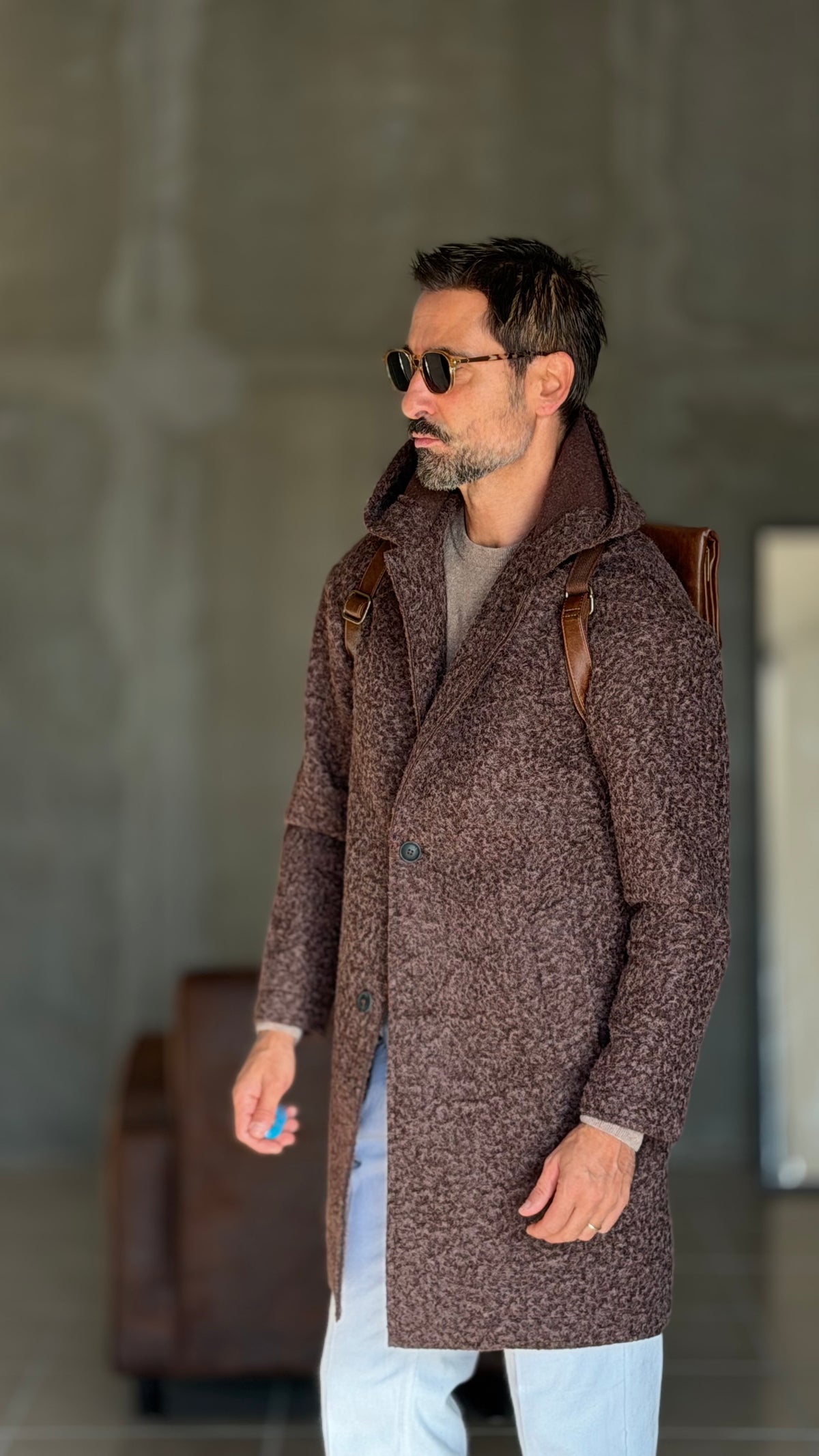 BLUE HIGH NECK COAT