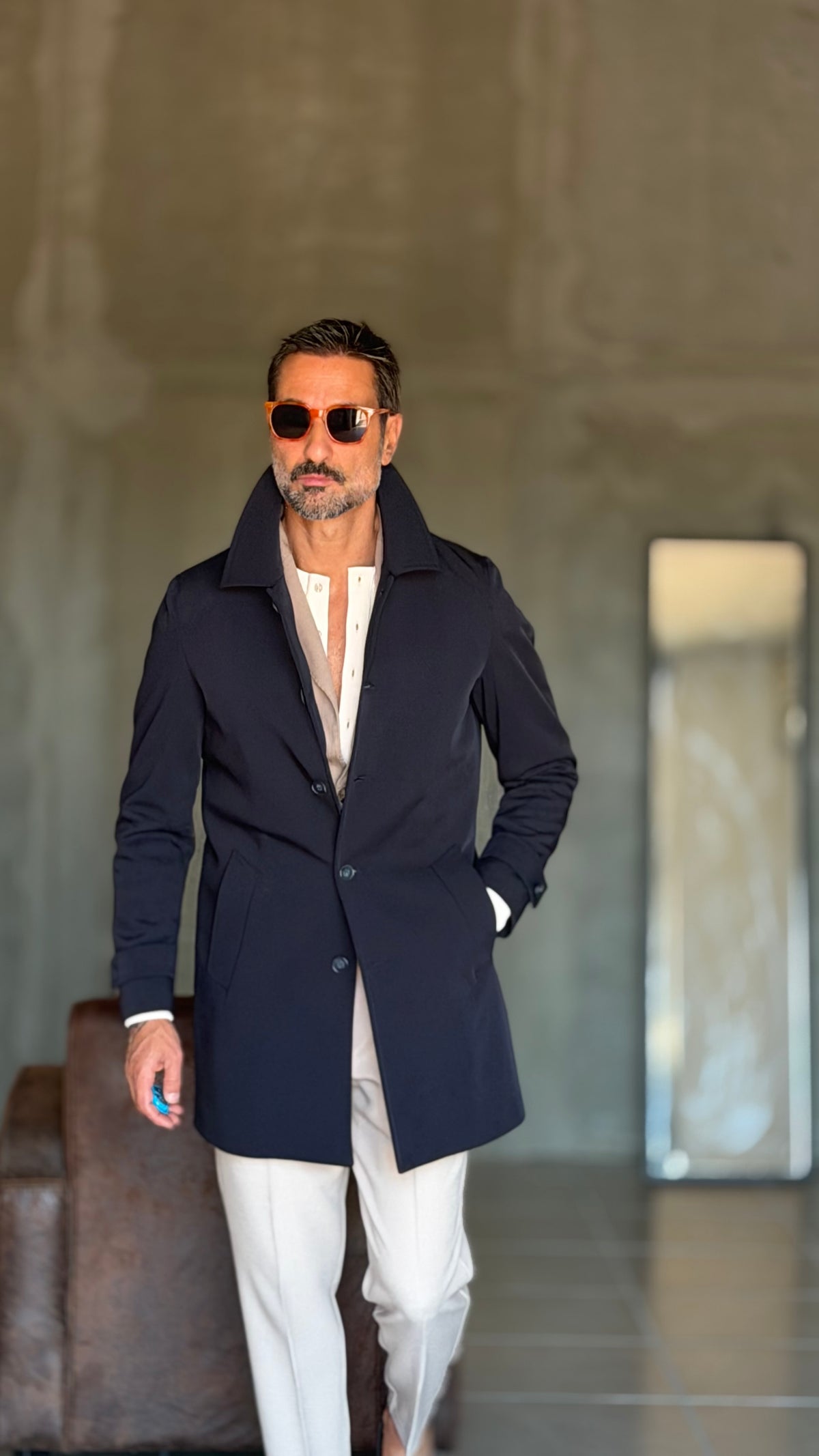 BLUE HIGH NECK COAT