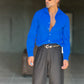 CAMICIA  BLU ROYAL COTONE EFFETTO LINO 279