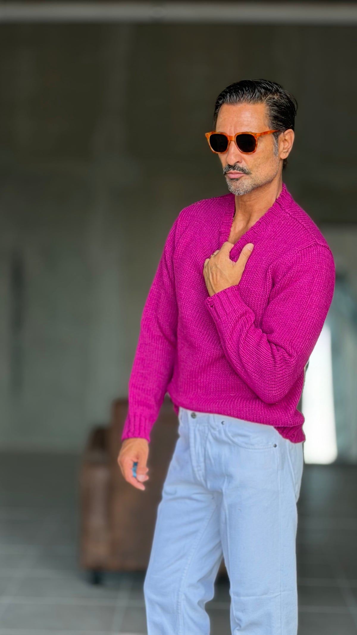 PULLOVER VIOLA MAGLIA INGLESE ROTTURE