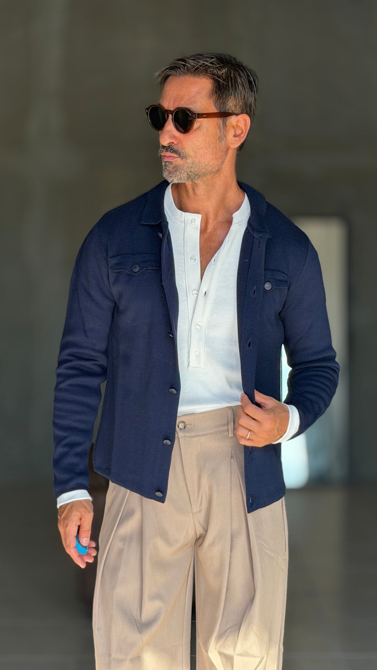 CARDIGAN  POLO BLU   BOTTONE COPERTO