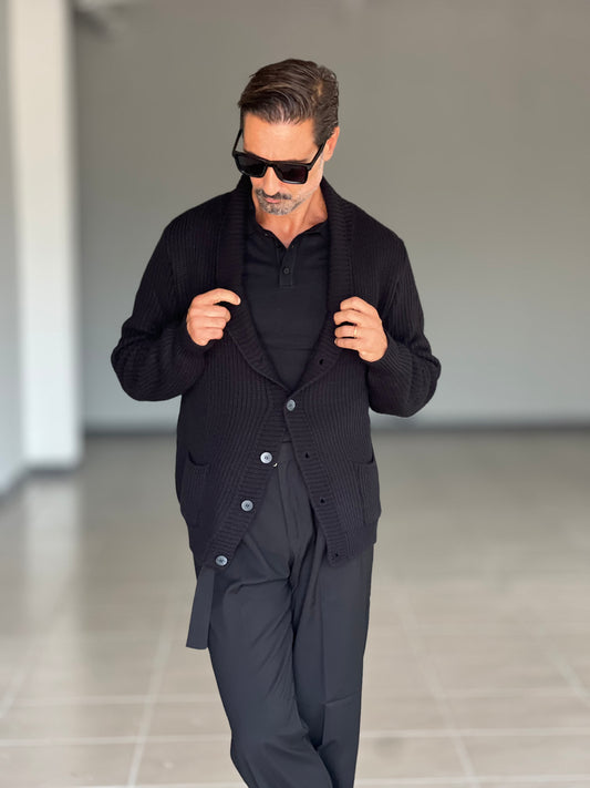 CARDIGAN SCIALLATO NERO BL11