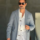 BLUE HIGH NECK COAT