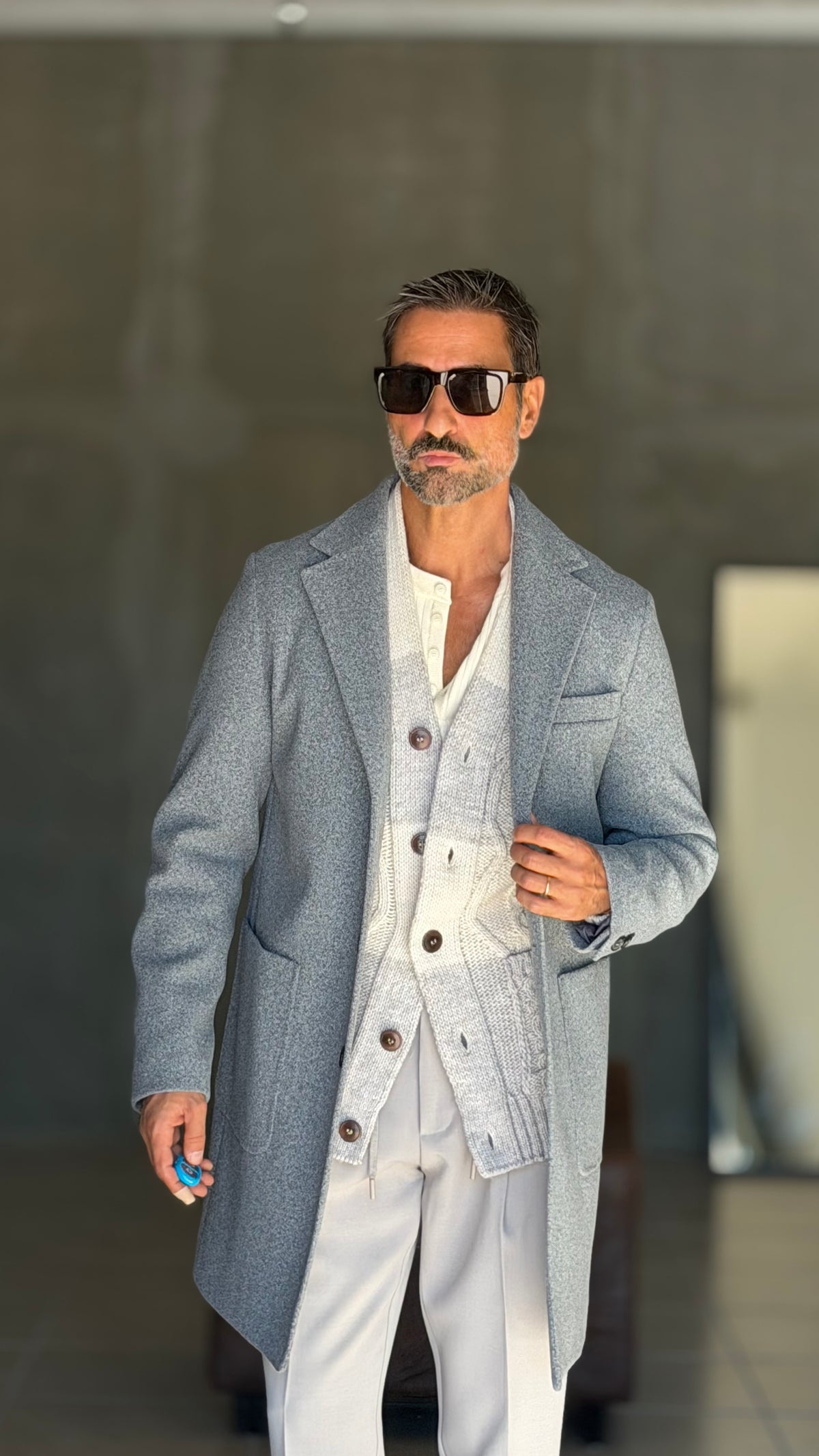 CAPPOTTO GRIGIO EFFETTO PANNO  MONOPETTO