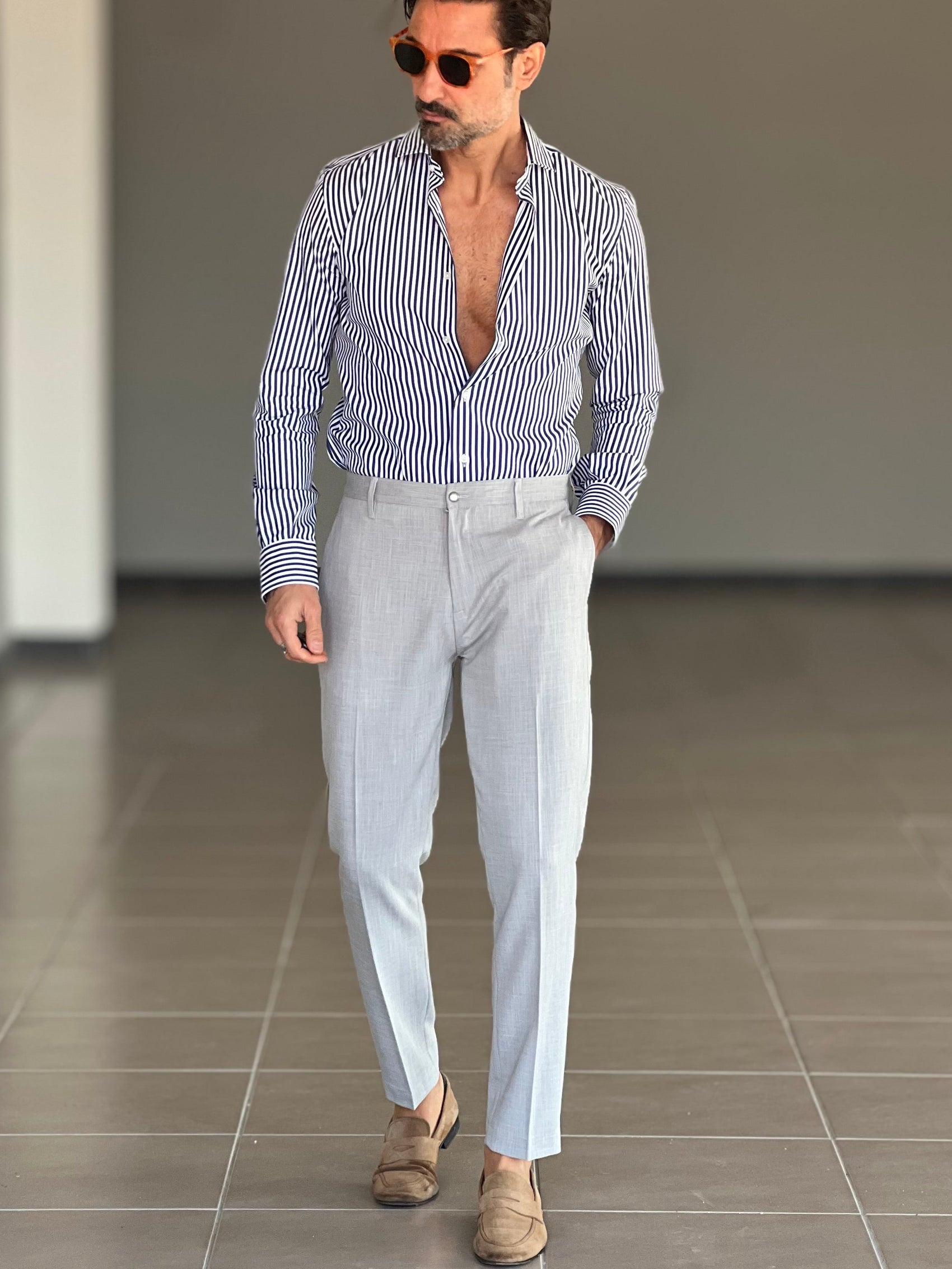 PANTALONE GRIGIO ALTATENSIONE PINCES VISCOSA ( CODICE 35 )