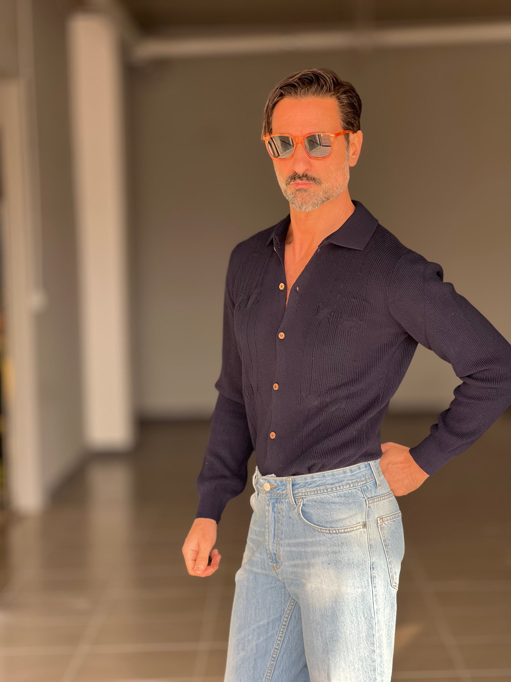 POLO CAMICIA BLU OPERATA