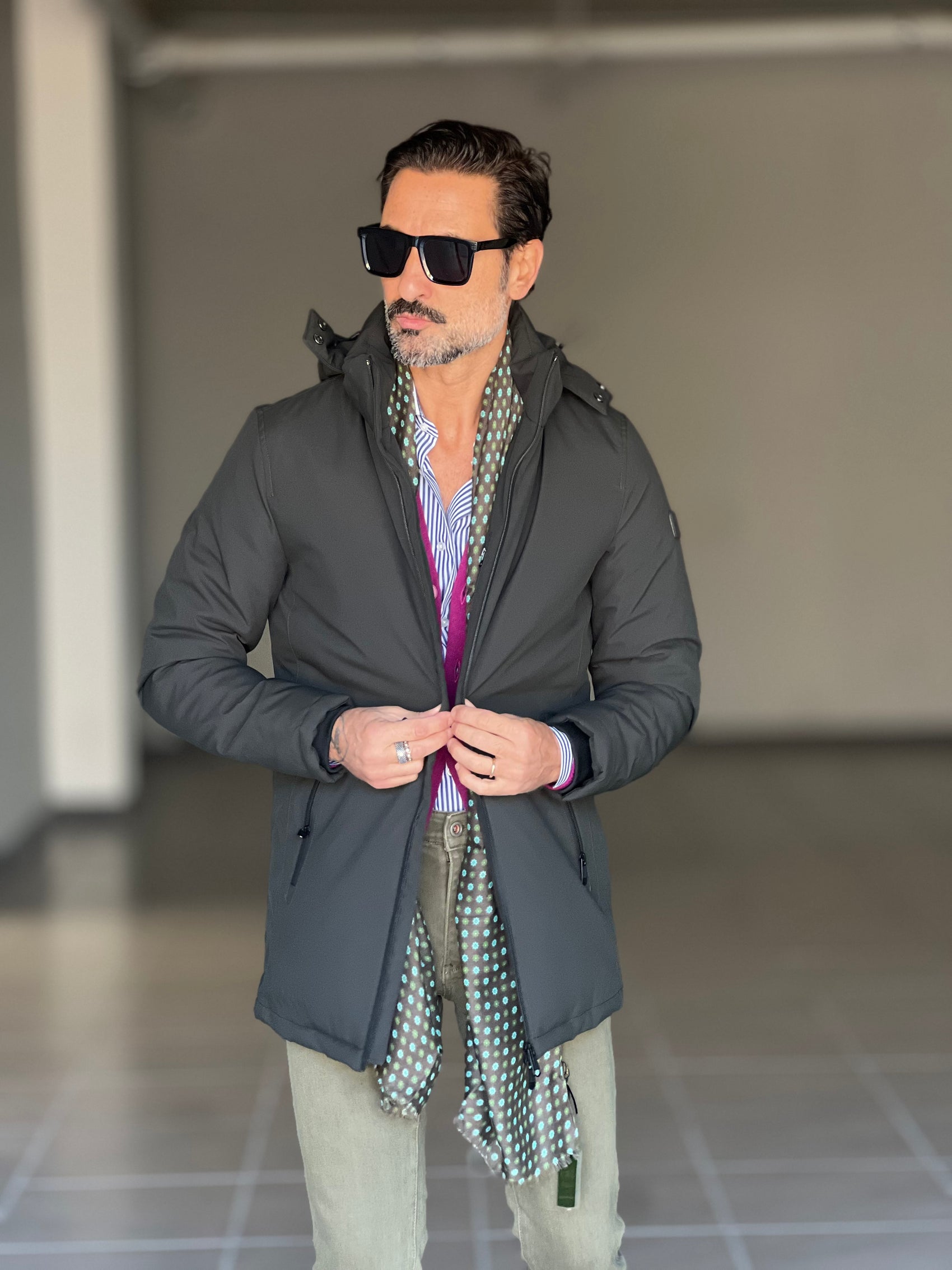 *PARKA HAPPER  VERDE TESSUTO TECNICO ZIP TERMOSALDATE