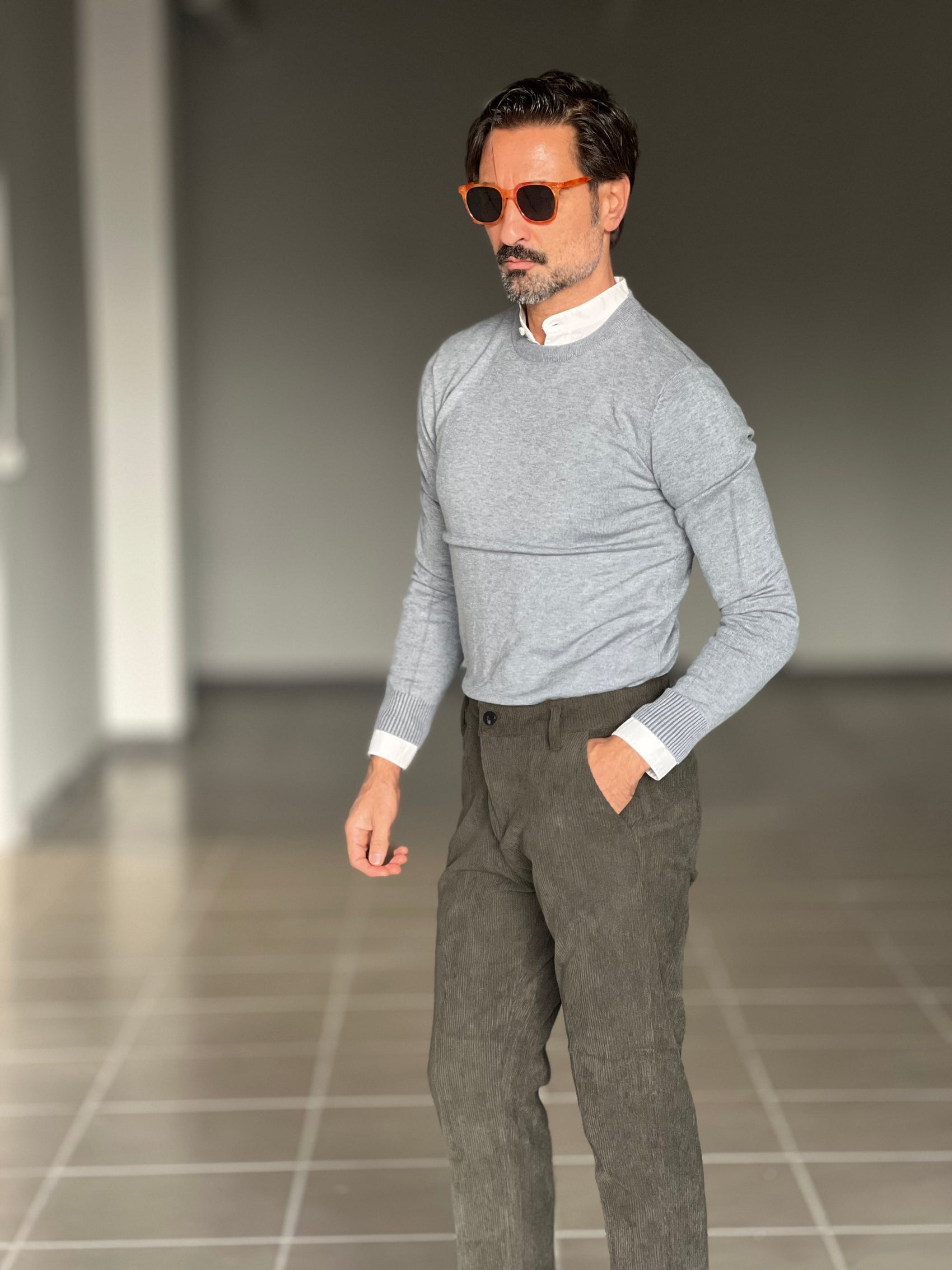 PANTALONE VERDE  VELLUTO MILLERIGHE GAMBA DRITTA TASCA AMERICA