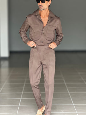 PANTALONE MORO GESSATO  VITA ALTA PINCES VISCOSA