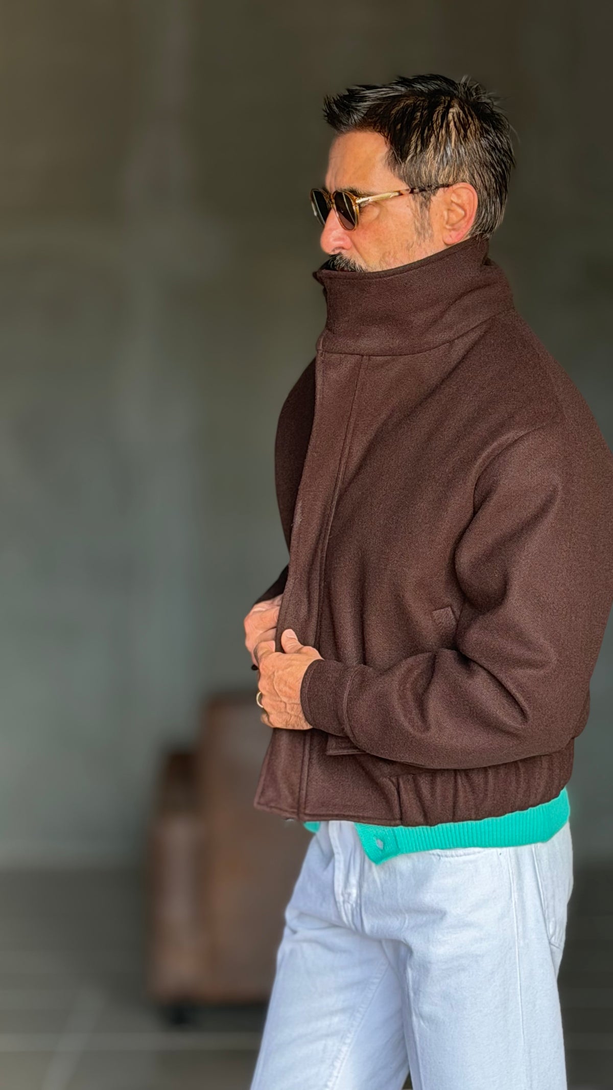 GIUBBINO MORO  PANNO COLLO SCIARPA CROP 1062