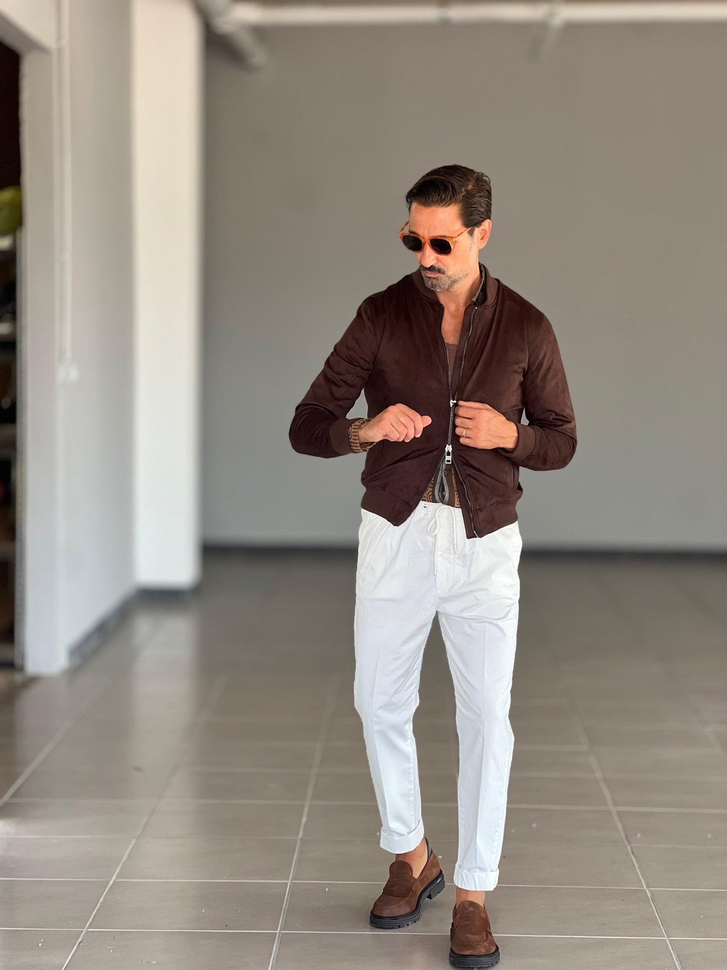BOMBER ECOSUED MORO DOPPIA ZIP