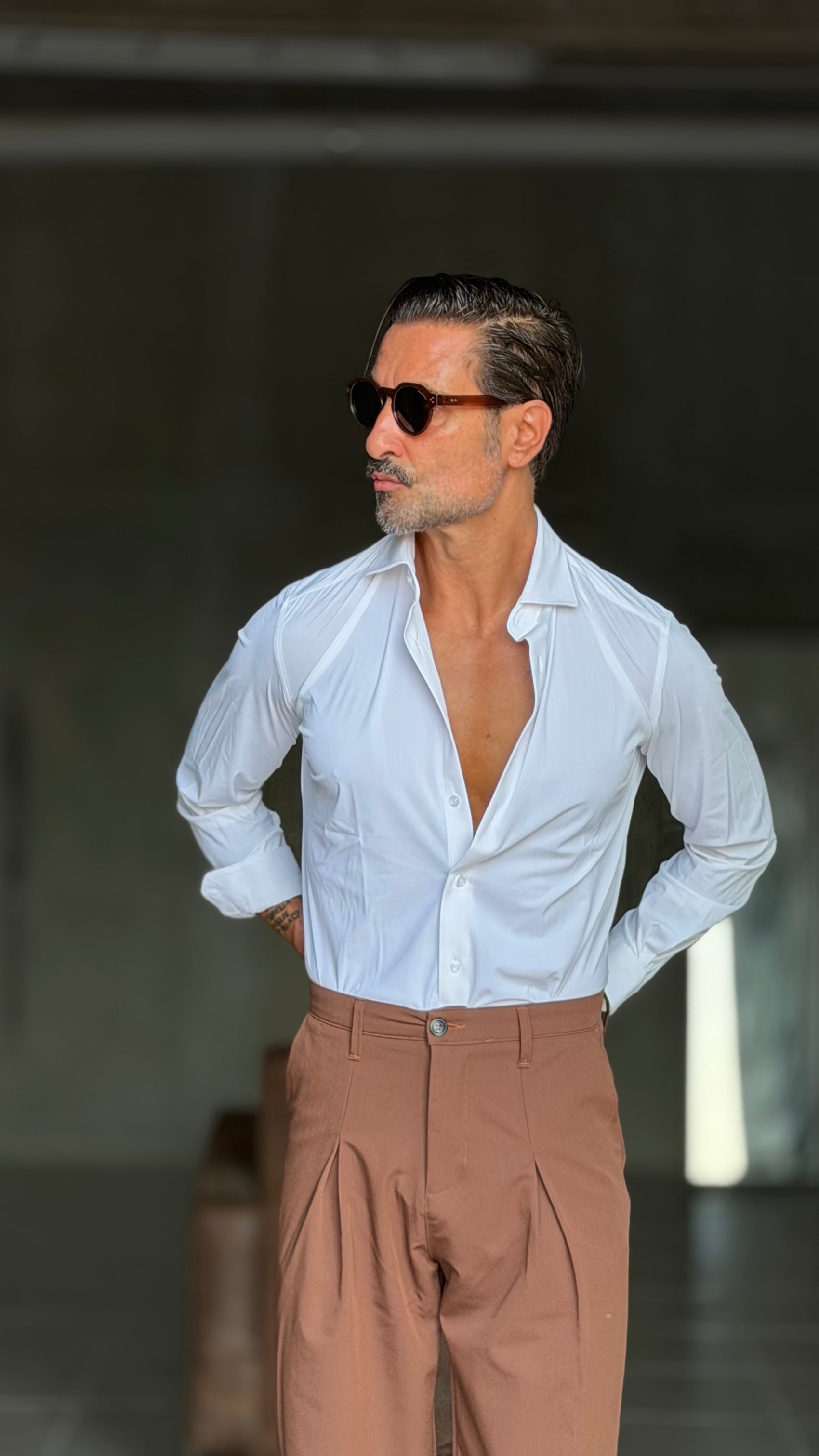 CAMICIA BIANCA MAGLINA PIGMENTO