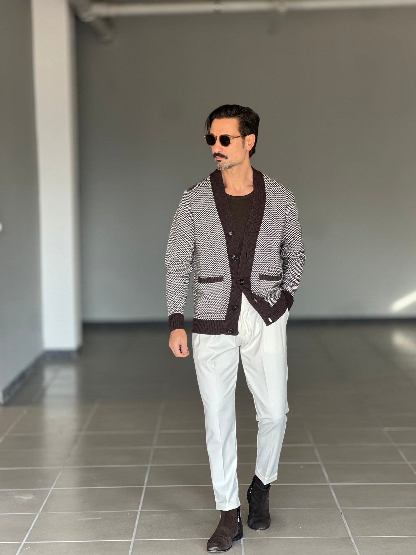 CARDIGAN  MORO  MISTO LANA EFFETTO  BOTTONATO