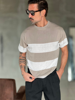 MAGLIA BIANCA RIGA GRANDE TORTORA  IN FILO CROP