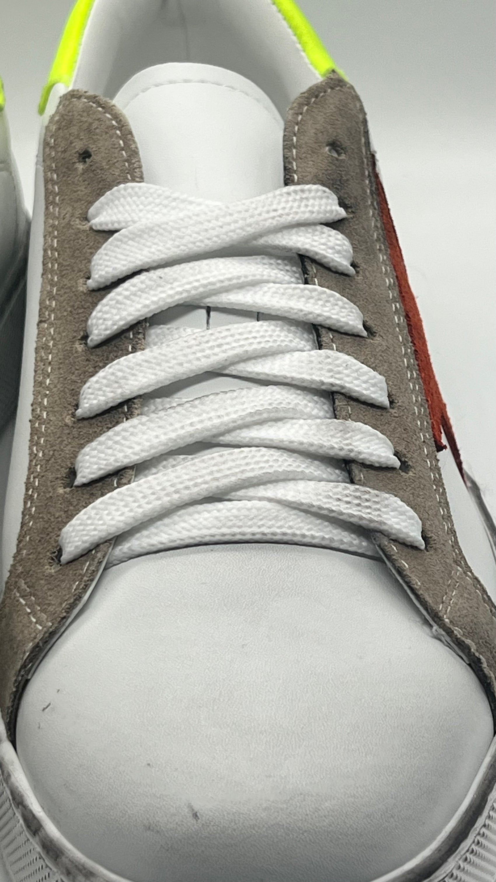 LEATHER AND SUEDE SNEAKERS WITH YELLOW CAP