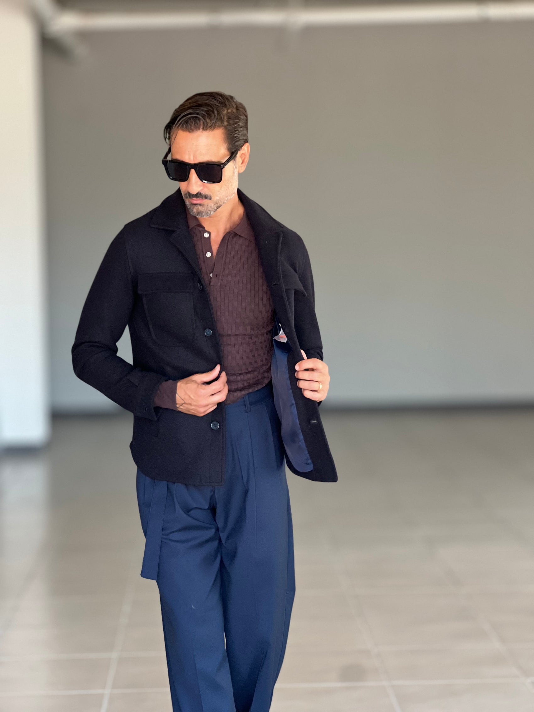 PANTALONE  FONDO AMPIO  BLU CINTURA VISCOSA E MISTI