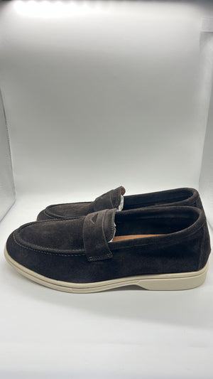 *MOCASSINO MORO CAMOSCIO FONDO BARCA BIANCO