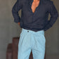 WHITE VISCOSE TROUSERS WITH REGULAR BOTTOM