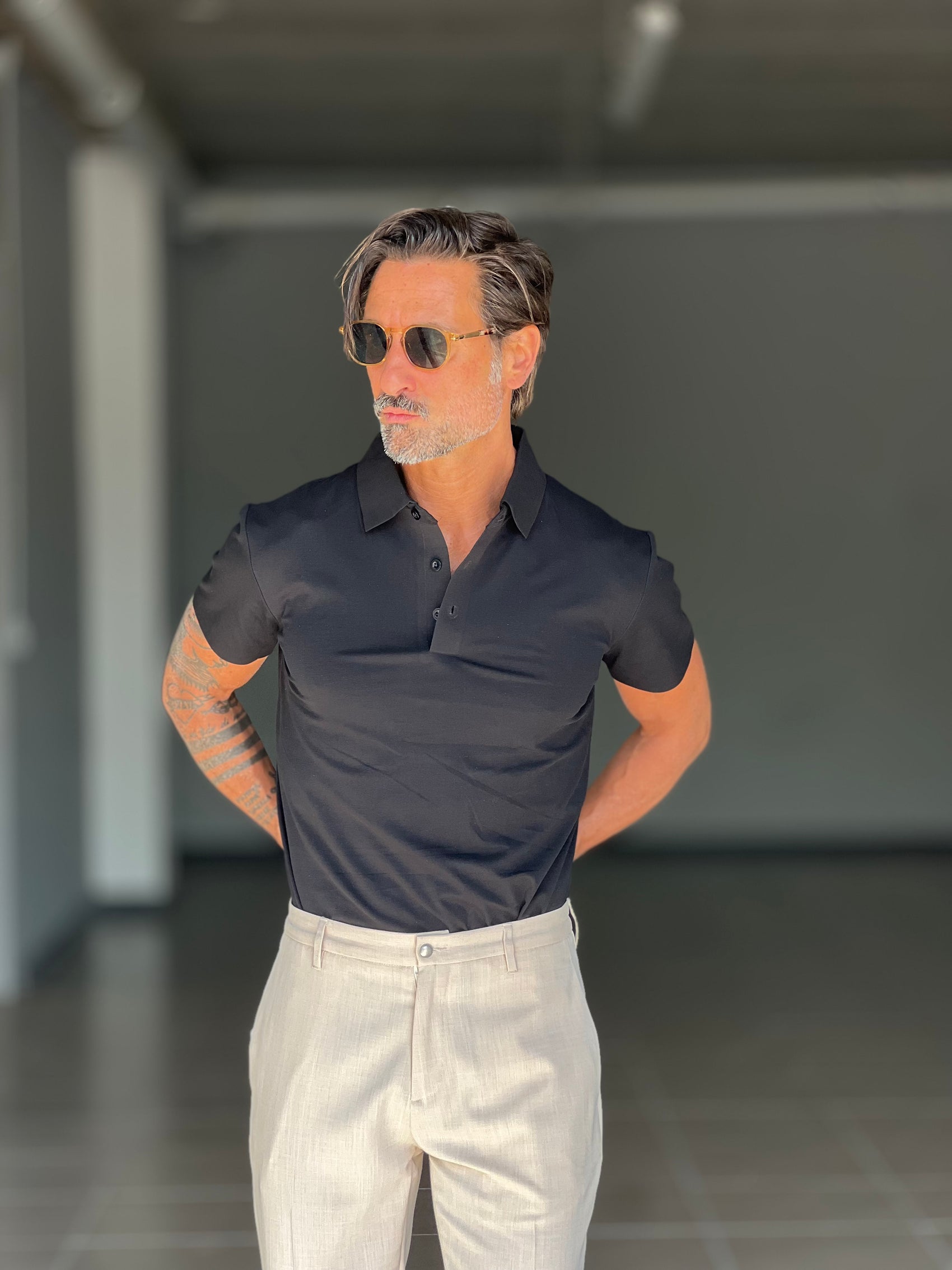 BLUE THREAD COTTON CREW NECK SWEATER