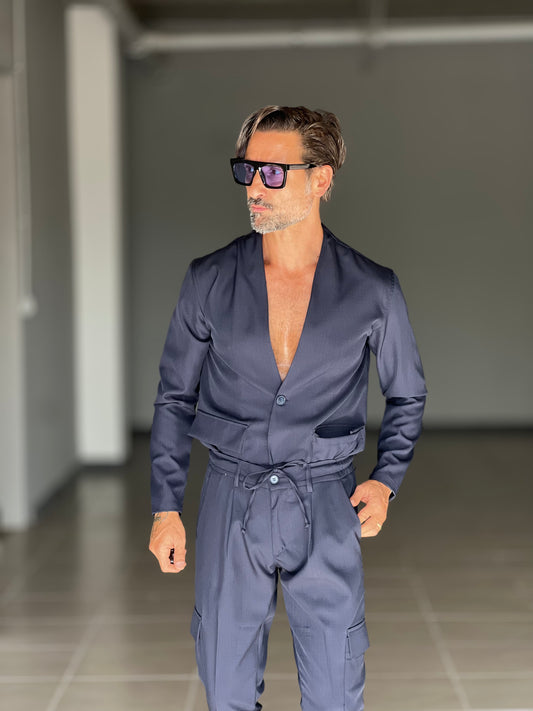 ABITO COLLO STONDATO BLU N VISCOSA