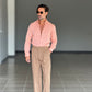 CAMICIA  ARANCIO  LINO E MISTI COLLO ITALIANO
