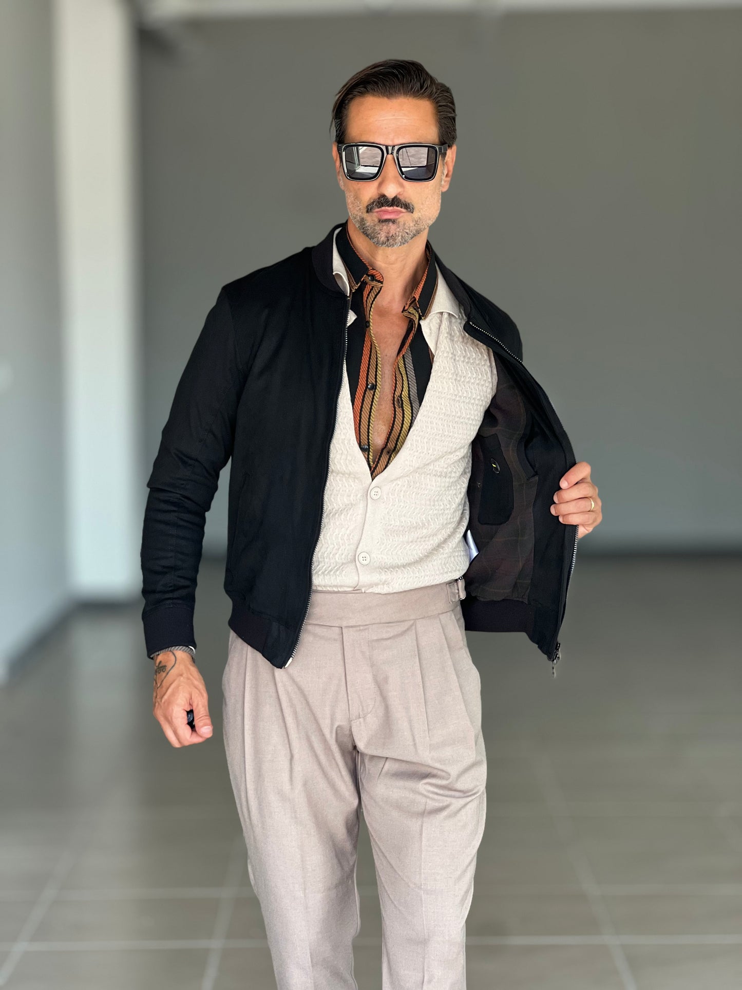 BOMBER ECOSUED NERO DOPPIA ZIP