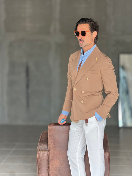 GIACCA DOPPIOPETTO CAMMELLO BOTTONE ORO (ABBINABILE AL PANTALONE 00130)