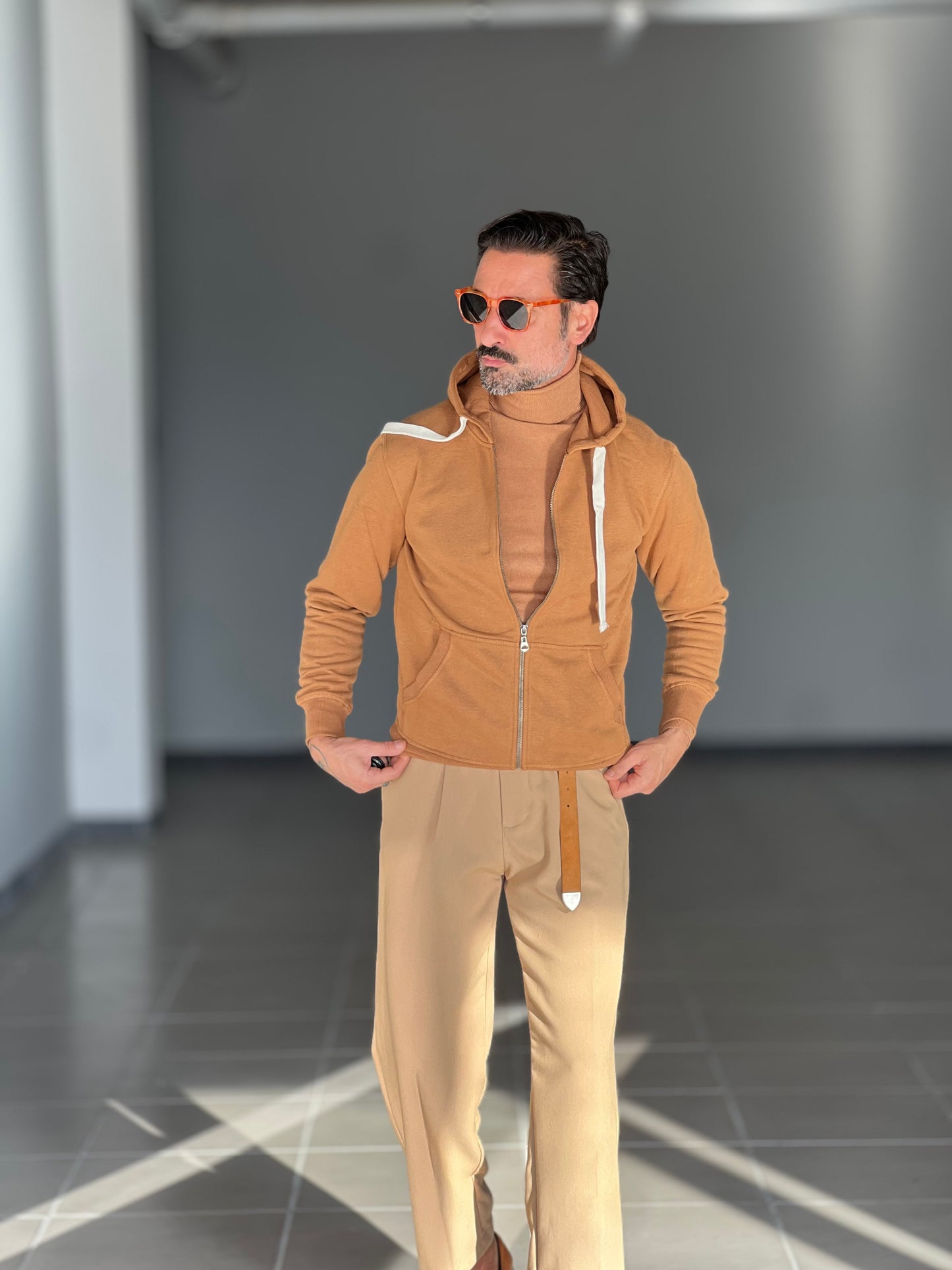 FELPA  TABACCO  DOPPIATA ZIP