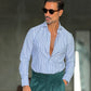 CAMICIA  DEPOT BACCHETTA BIANCA E CELSTE TESSUTO OPERATO