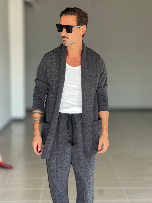 CARDIGAN GRIGIO MAXI SCIALLATO XAGON