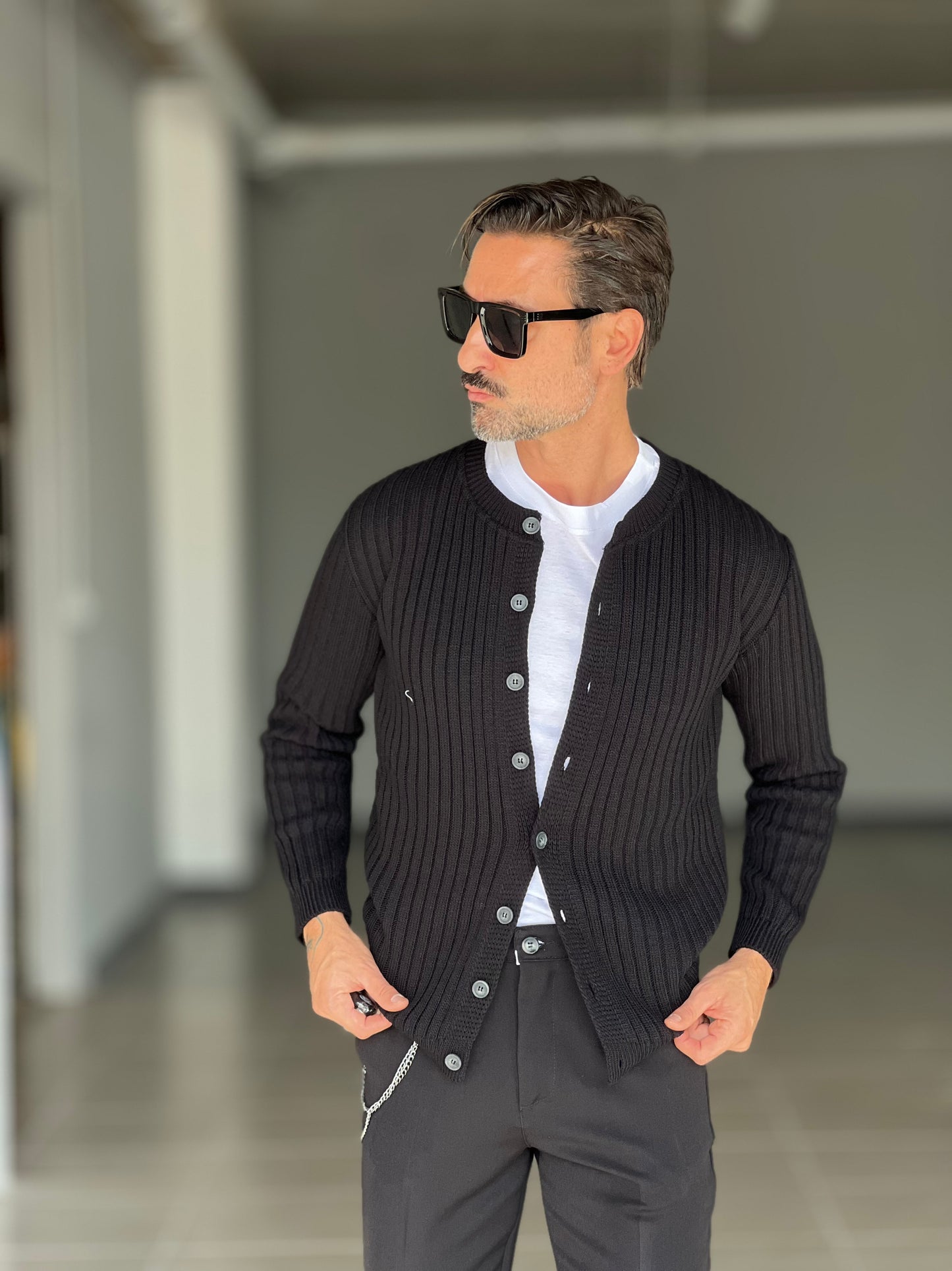 BLUE THREAD COTTON CREW NECK SWEATER