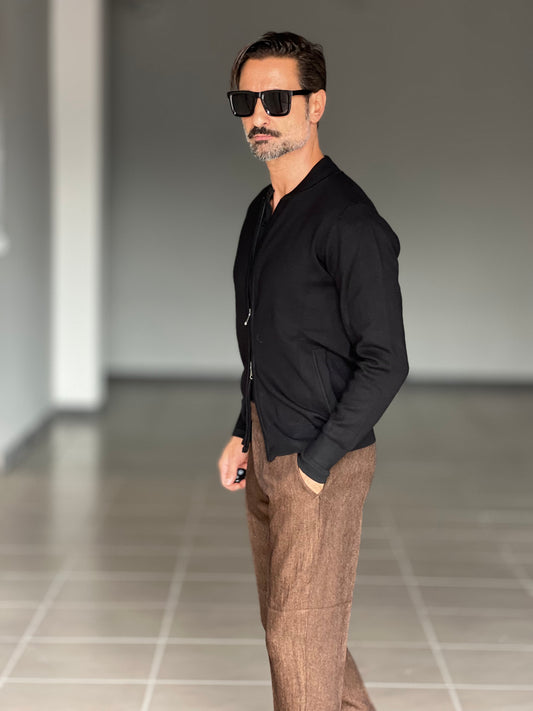 BEIGE COTTON OPEN CARDIGAN