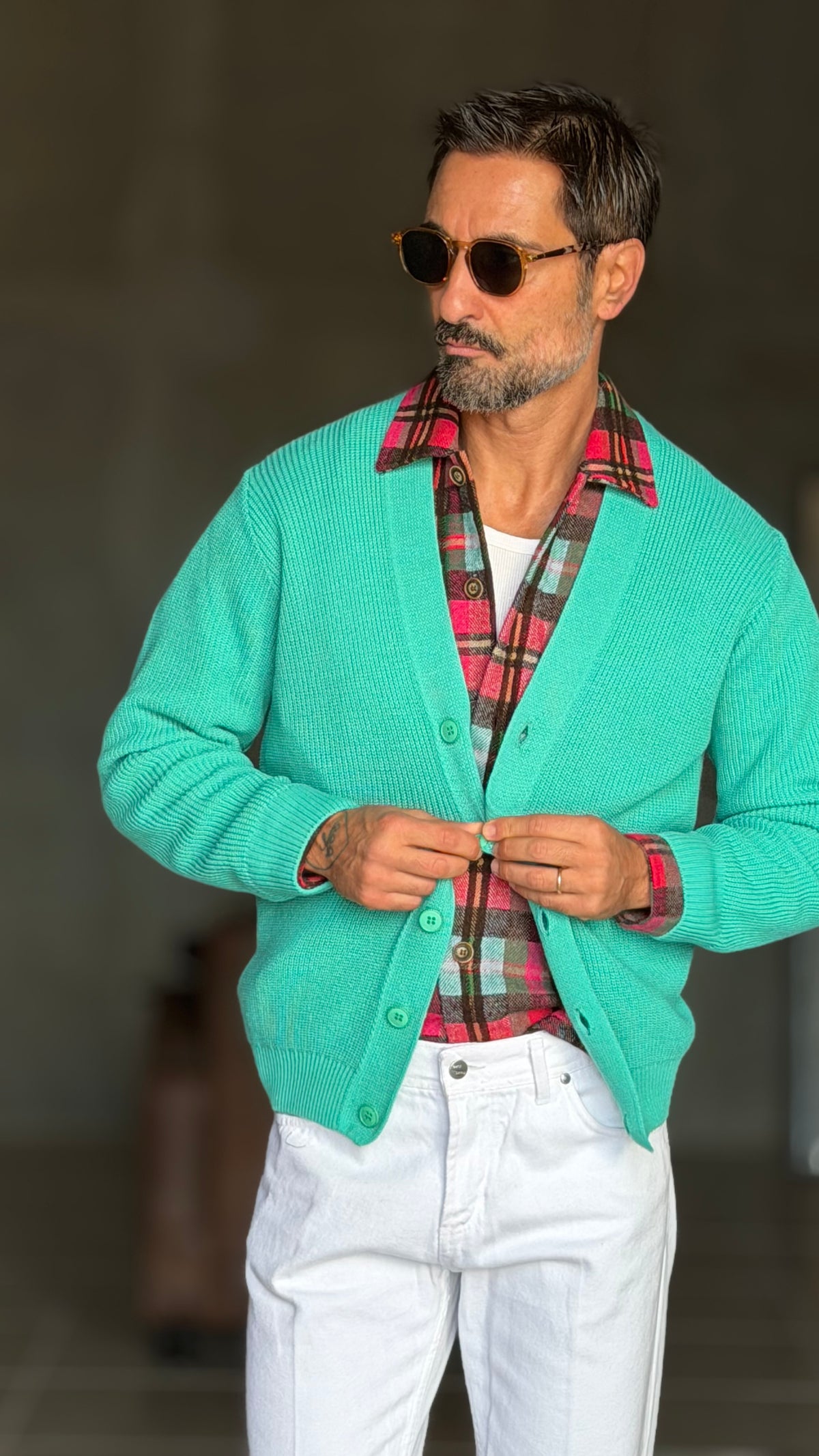 CARDIGAN VERDE MENTA MAGLIA INGLESE