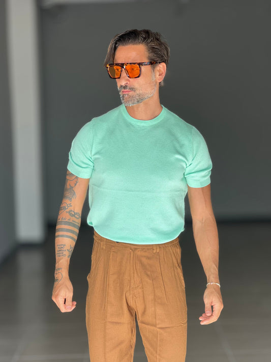 MAGLIA VERDE MENTA NIDO D'APE  VISCOSA E MISTO