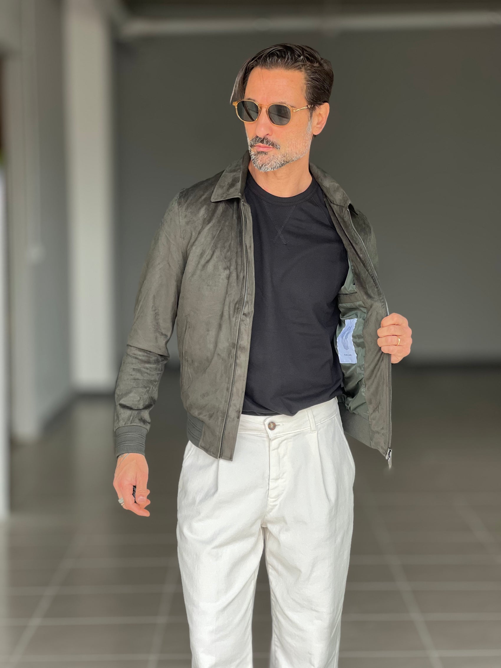 ECO-LEATHER BIKER WITH BLACK ON BLACK STUD