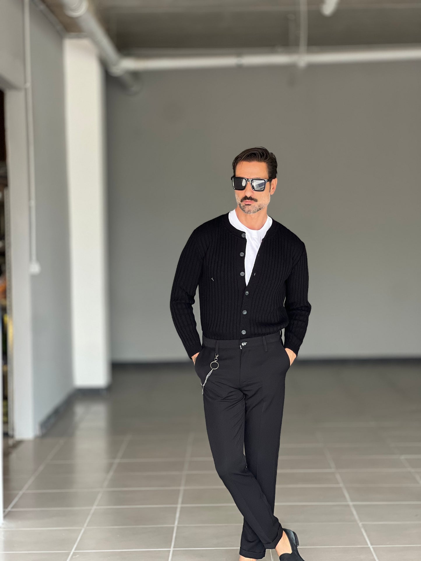 BLUE THREAD COTTON CREW NECK SWEATER