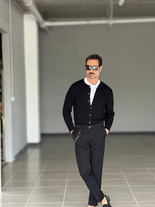 BLUE THREAD COTTON CREW NECK SWEATER