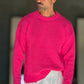 PULLOVER ROSA   OVERFIT TESSUTO  MISTO EFFETTO SHETTLAND