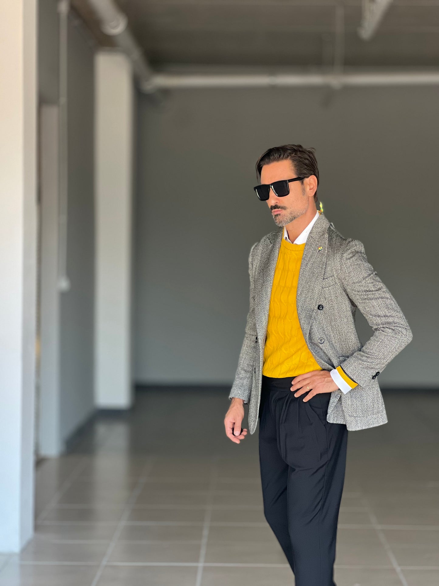 GIACCA PANNO TWEED  MICROFANTASIA GRIGIA  DOPPIOPETTO