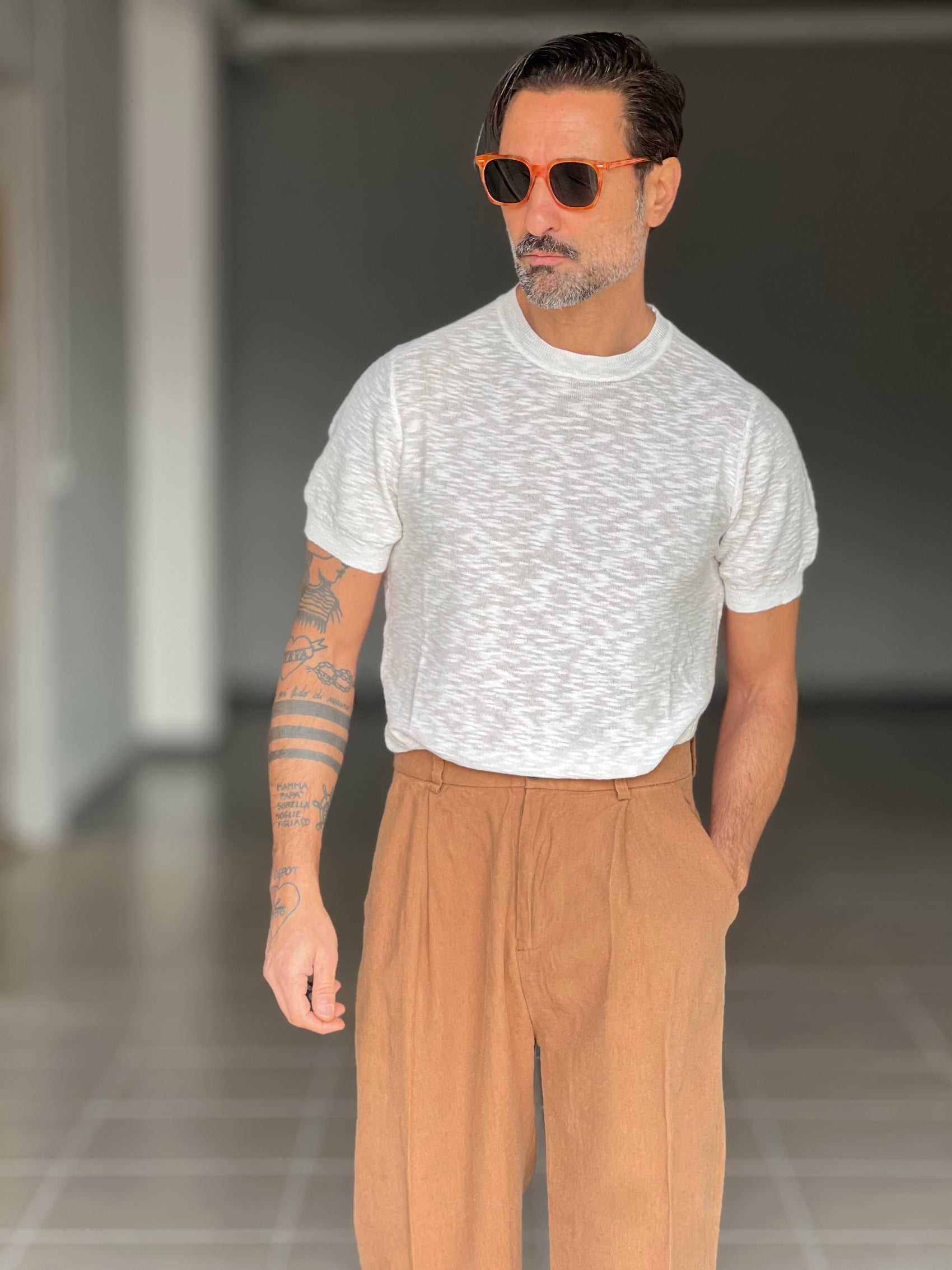 PANTALONE RUGGINE   DOPPIA  PINCES MISTO LINO