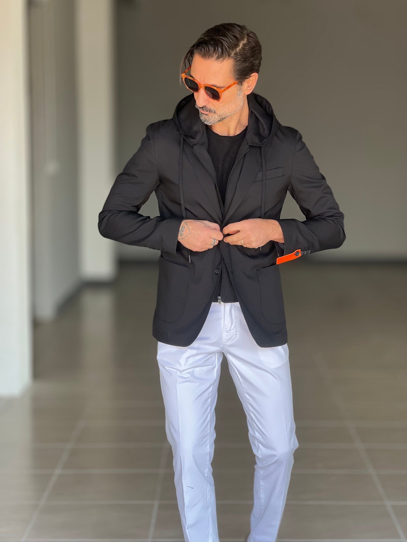 BLACK CHAIN ​​VISCOSE TROUSERS