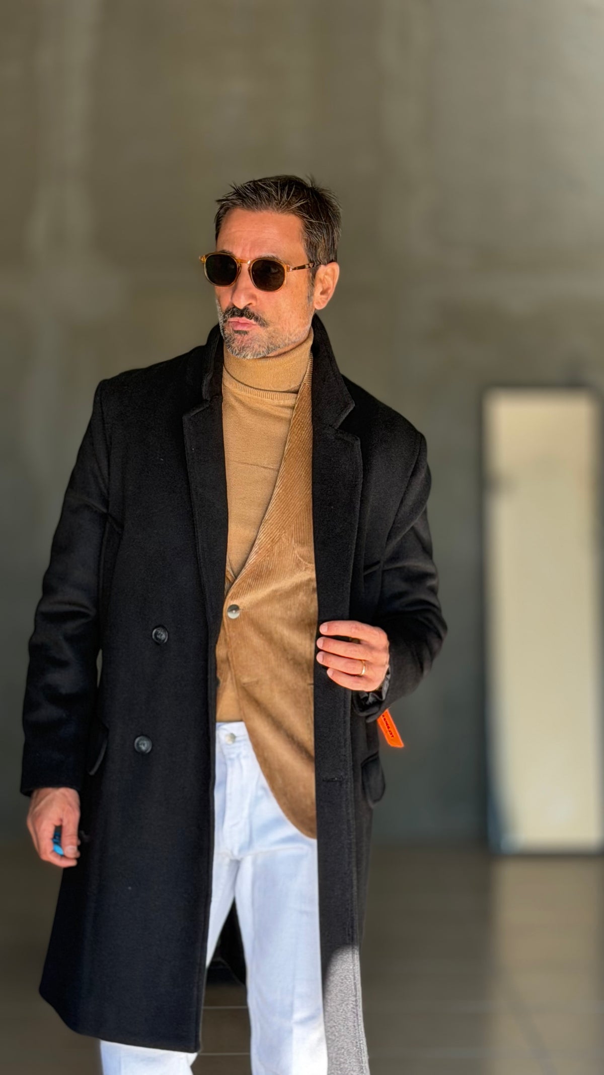 CAPPOTTO NERO DOPPIPETTO OVER FIT EFFETTO PANNO VISCOSA E MISTI TELAMIRA
