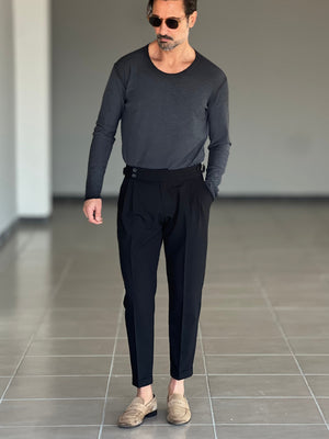 PANTALONE NERO  VITA ALTA PINCES VISCOSA ( CODICE 32 )