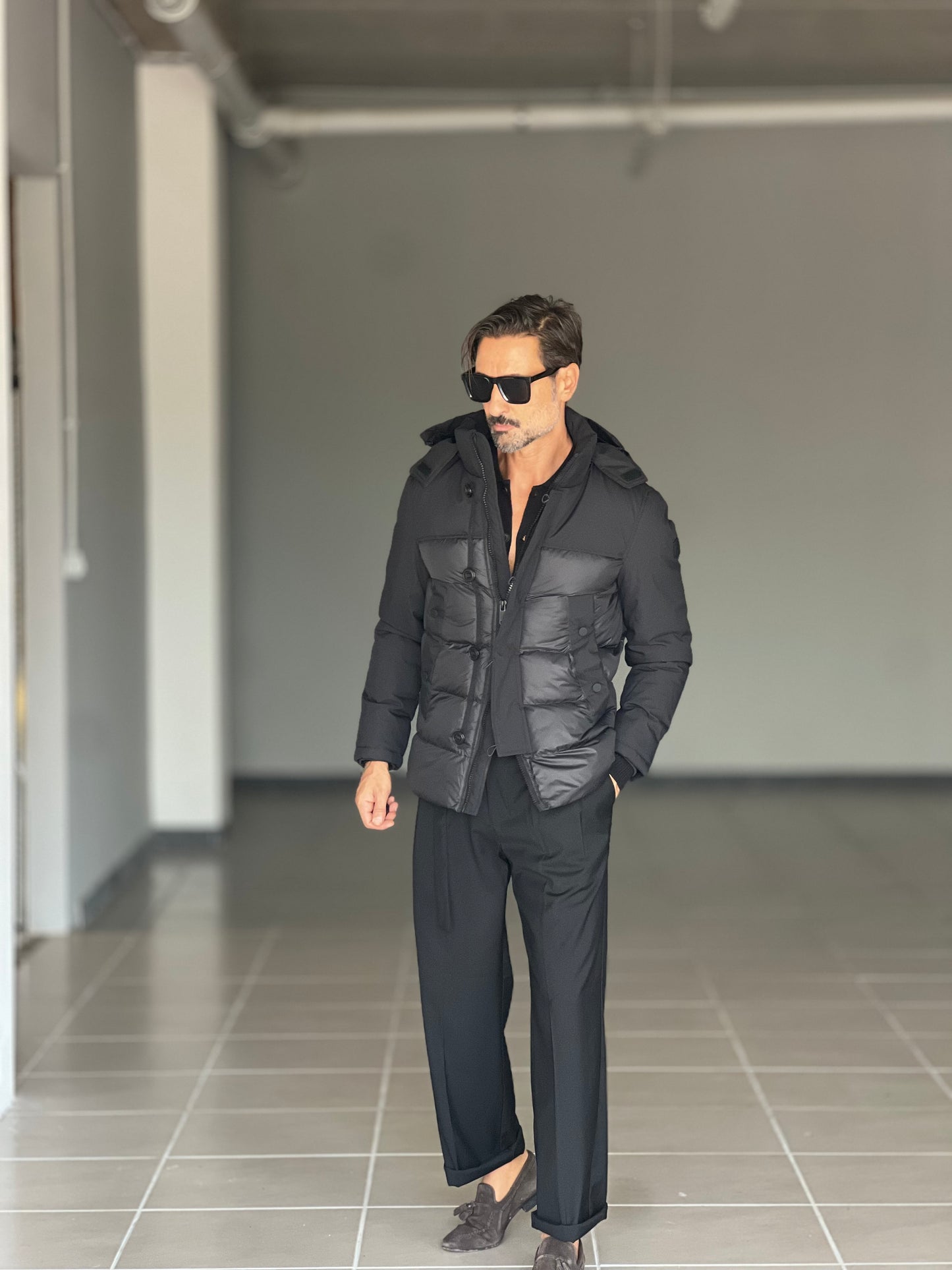 PIUMINO NERO TECNCO E TESSUTO DOPPIO CURSORE HAPPER